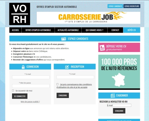 VO-RH page connexion candidat