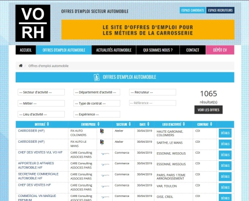 VO-RH offres emploi automobile