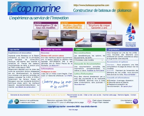 Cap Marine page d'accueil